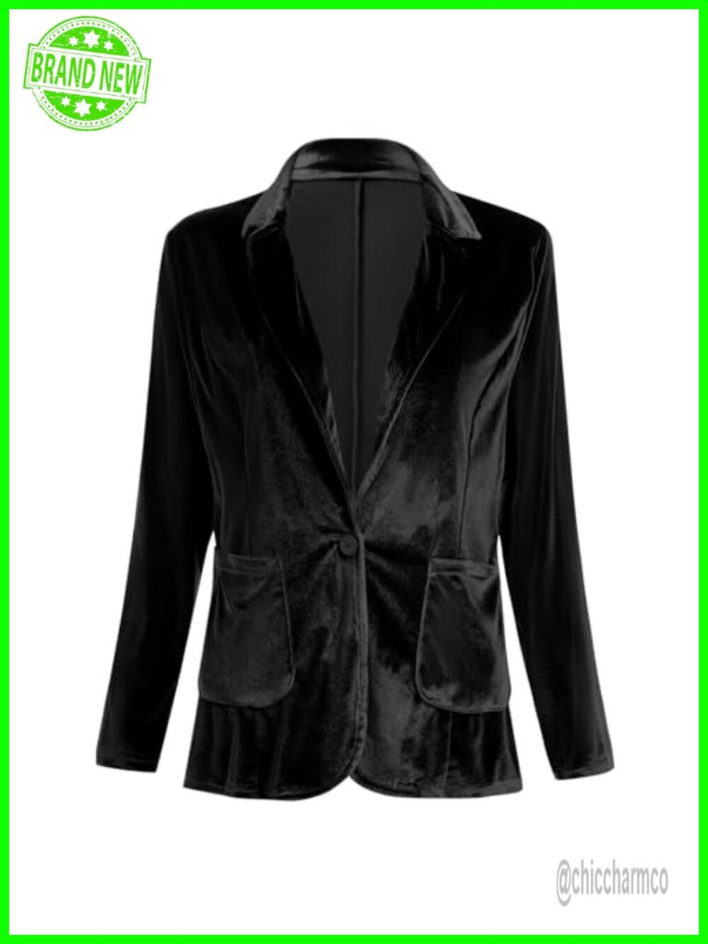 Women Velvet Blazer Open Front Long Sleeve Notch Collar Business Casual Jacket